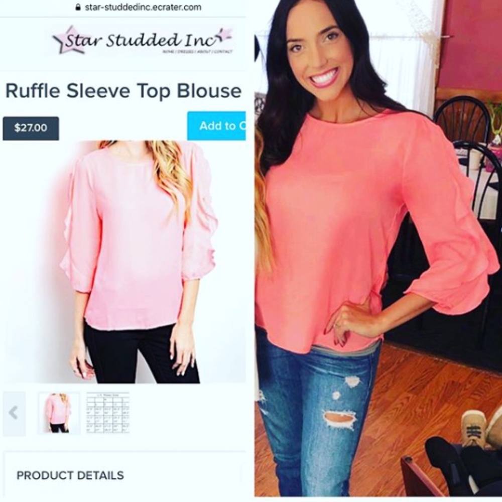 Ruffle Sleeve Top Blouse